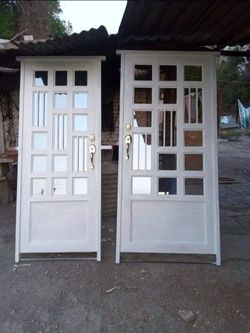 White Wood Exterior Doors with Glass Panels