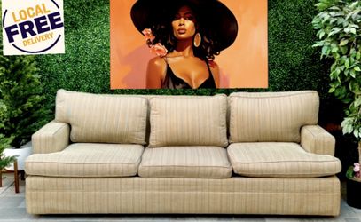 Dark Tan Striped Vintage Couch