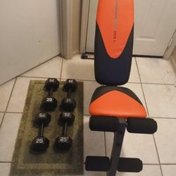 Bench Plus 25lb And 30lb Sets Of Dumbells