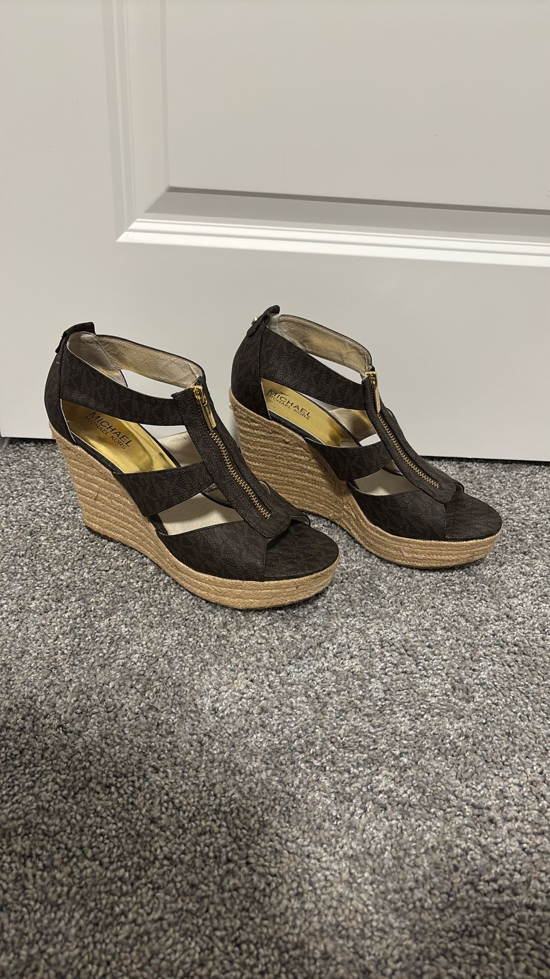 Micheal Kors Brown Wedge Monogram 
