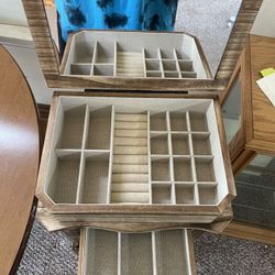 Jewelry box. 35 inches high, 14 inches wide, 10 inches deep.