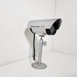 Dummy Fake Surveillance Security CCTV Dome Camera Indoor Outdoor with 30 Illuminating LED Light and Security Alert Sticker Decals (S30-4), Silver
