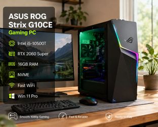 ASUS ROG Strix G10CE Gaming PC, Intel i5-10500T, RTX 2060 Super, 16GB RAM, NVME, fast WiFi, Win 11