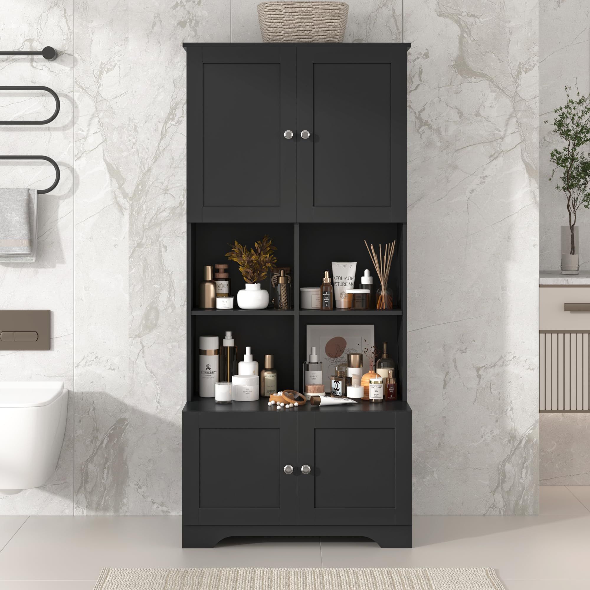 New 67” Black Wood Storage Cabinet 