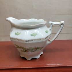 Vintage Bavaria Creamer Gold Trim With Holly Back Stamped 