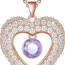 Love Heart Birthstone Necklaces Jewelry Gifts, Pendant Necklace Birthday Gift for Wife/Girlfriend/Mother/Daughter, Birthday Gifts for Her Lover 14k Go