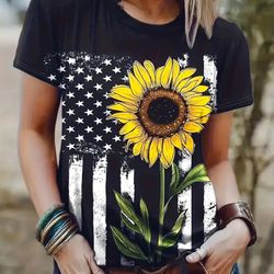 Patriotic Sunflower American Flag  Women’s T-shirt