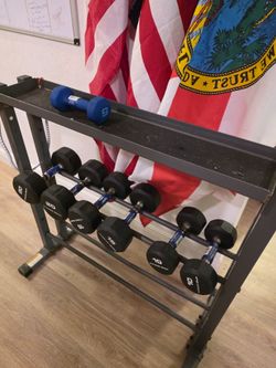 Dumbells and rack