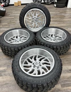 22x12 TIS 544BSM WHEELS GLOSS SILVER 6 LUG WHEELS + 35” TIRES CHEVY GMC FORD