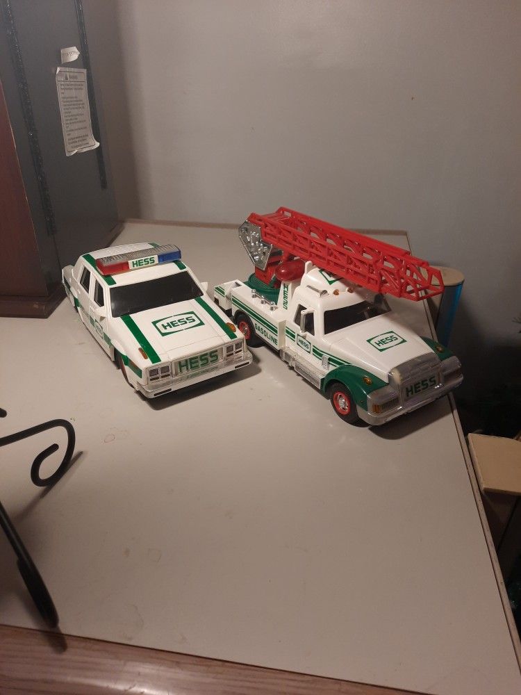 Hess Bundle Hess Oil Company 1993 Patrol Car Toy Model Vintage 1994 HESS Gasoline Gas & Motor Oil Battery Operated Rescue Truck New Old Stock