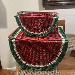 Vintage watermelon Picnic Baskets