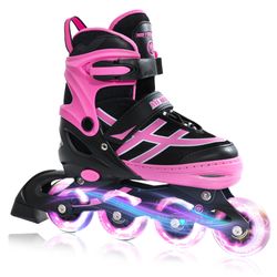 New-Youth Size 4-7/ Women's Size 5.5-8.5, Four Size Adjustable Rollerblades by Metroroller