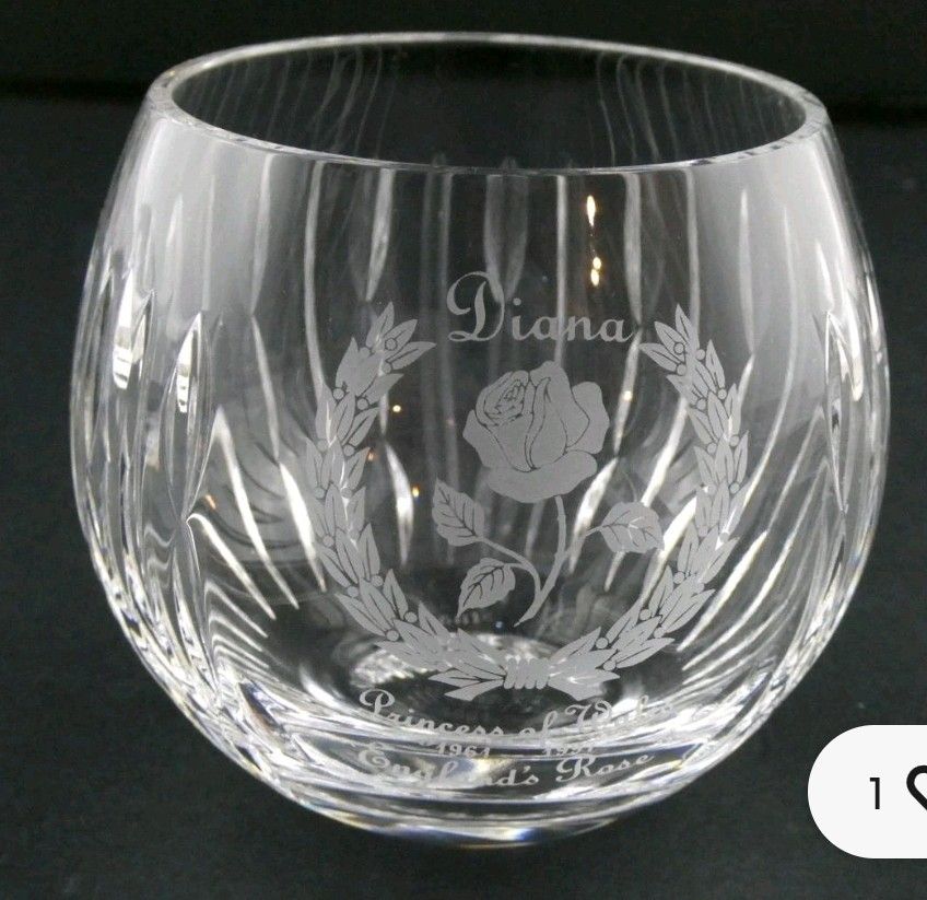 VTG Stuart Crystal Diana Princess of Wales Commemorative Votive Candle or Rose Bowl