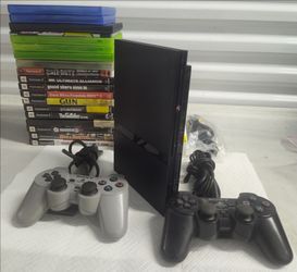 RARE! PLAYSTATION 2(PS2) SLIM+2 CONTROLLERS & 19 VIDEO GAMES