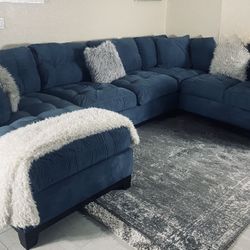 Cindy Crawford Blue 3 piece Sectional OBO