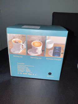 3-in-1 Self Stirring Ceramic Mug with Cup Warmer & 15W Wireless Charger – New