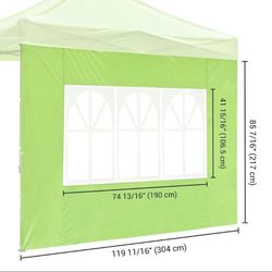 Canopy Tent Wall with Windows 1080D 10x7ft 1pc (Color: Green ) - Sun Protection