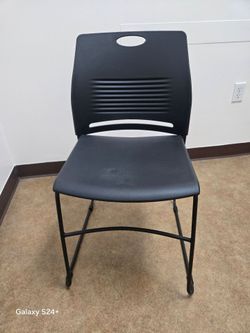 Black Plastic Stacking Chair with Metal Frame