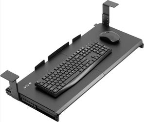 New Large Height Adjustable Under Desk Keyboard Tray, 27 x 11 inch Slide-Out Platform Computer Drawer for Typing, Black, MOUNT-KB27HB