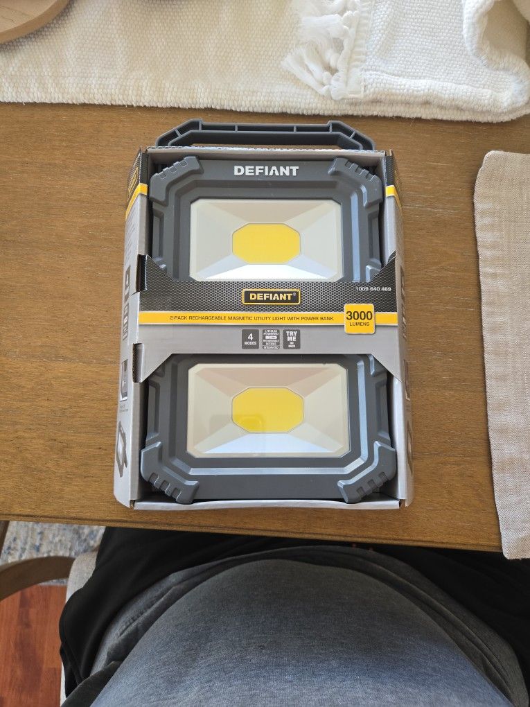2 PK Rechargeable Magnetic Utility Light With Power Bank