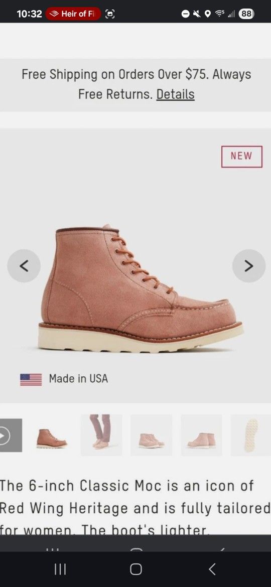 Dusty Rose Red Wing Women's Boots Size 9