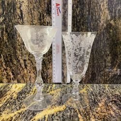 Cambridge Crystal “Rose point” Antique 8 Juice  & 8 Sherbet Glasses