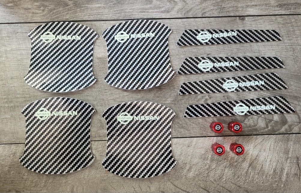 Car Door Protector Stickers & Valve Caps Nissan 