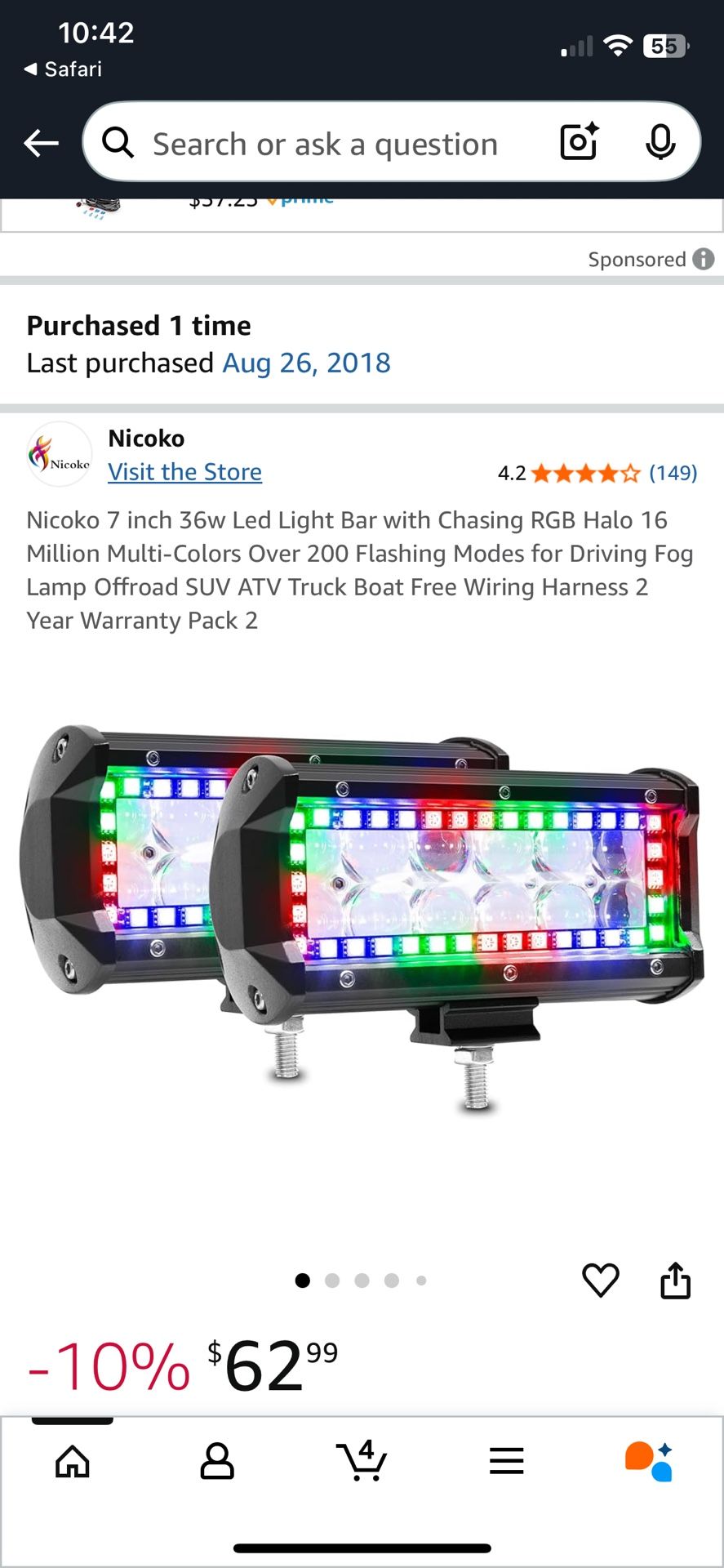 Nicoko LED light bar with an RGB halo ring 7’