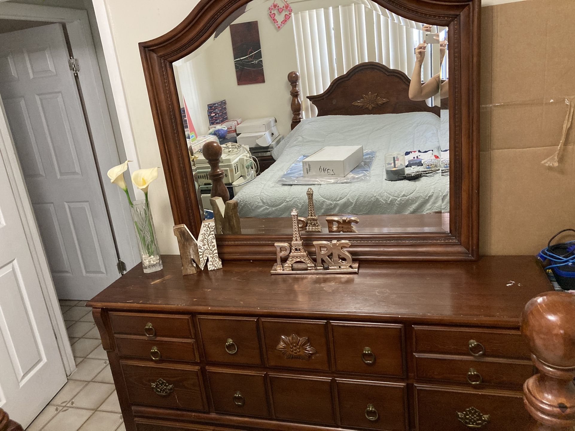 Juego De Cuarto Queen De Madera Usado