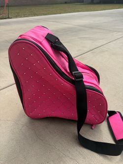 Pink Quilted Ice Skate Bag with Rhinestones