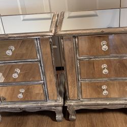 Pair glass side table