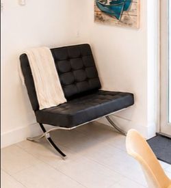 Modern Faux Black Leather Accent Chair
