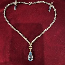 Logos Caviar 18k gold & silver Blue Topaz Necklace & earrings