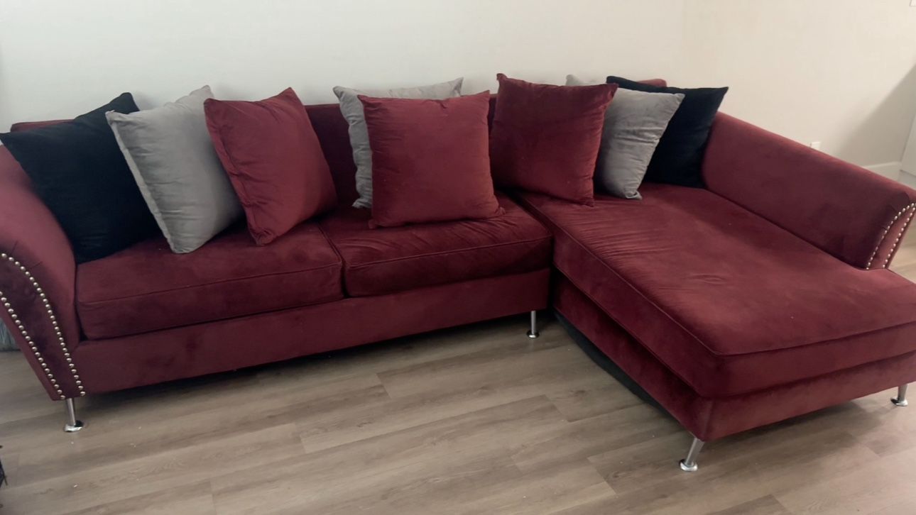 Burgundy sectional couch