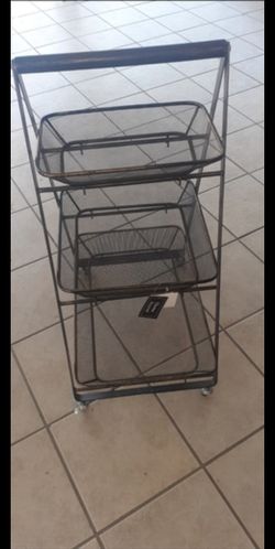 3 Tier Metal Basket Roll Cart