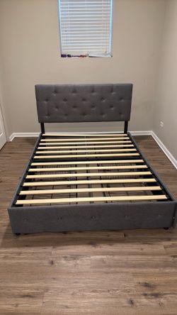 Full Size Upholstered Platform Bed Frame with Storage Drawers