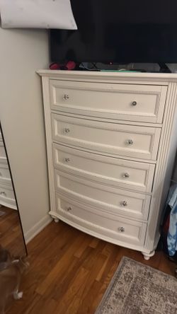 White Girls Tall boy Dresser -Used