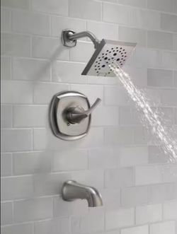 Delta Portwood Rough Included Single-Handle 5-Spray Tub and Shower Faucet 1.75 GPM in SpotShield Brushed Nickel Valve Included $150