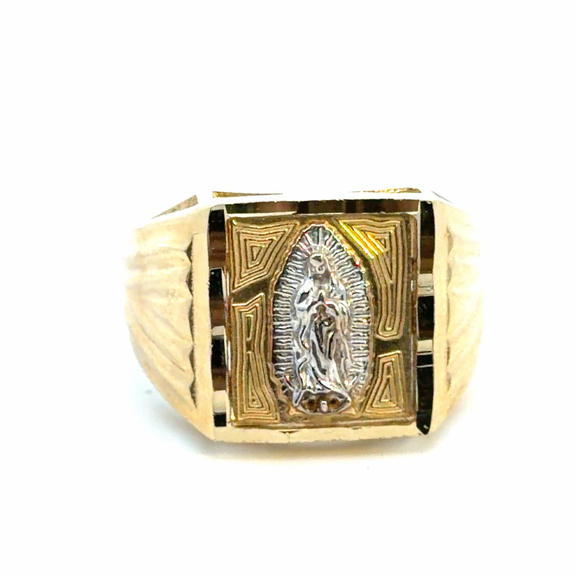Men’s 14k Two Toned White Yellow Gold Virgin Mary Ring Size 9.5 GP3118304