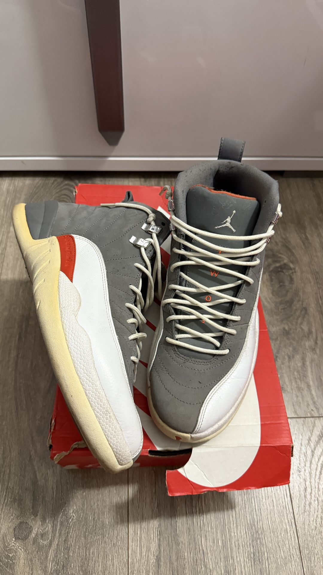 2012 Nike Air Jordan 12 Retro Cool Grey Orange Size 130690 012