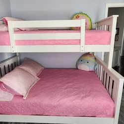 White Twin Over Full Bunk Bed -LIKE NEW