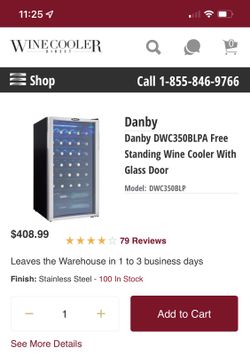 Danby DWC350BLPA Free Standing Wine Cooler With Glass Door