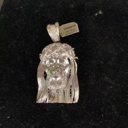 White Golden Diamond Jesus Head Pendant
