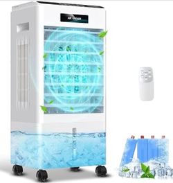 Evaporative Air Cooler 8L Portable Evaporative Swamp Cooler with 3 Speeds, 3 Modes, 7H Timer, 90° Oscillation, Remote Control, Personal Spot Cooling A