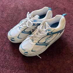 Blue And White FILA Shoes Size 8