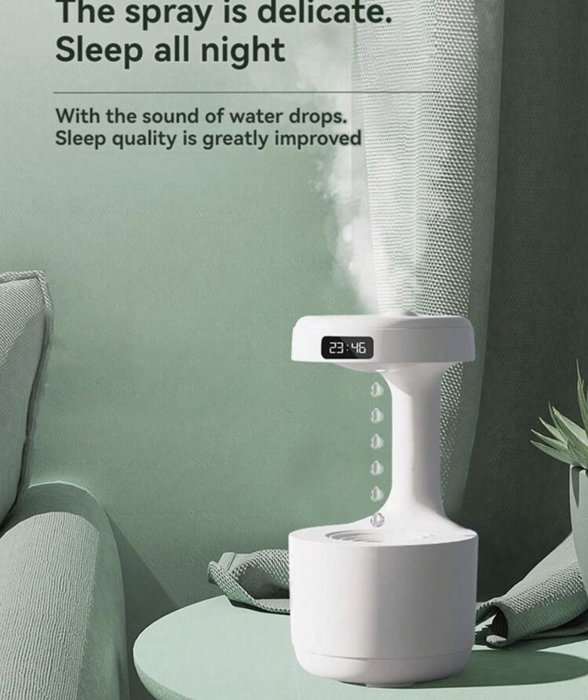 800ml Anti-Gravity Humidifier With Reverse Water Dropping For Office, Home, Bedroom, Silent Large Mist Small Spray Humidifier