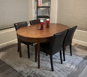 West Elm table and Crate and Barrel Lowe Chairs
