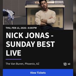2 VIP Early Entry Nick Jonas Tickets 125 Each
