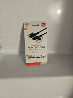 GE Lighting 34297 Black Digital Fiber Optic Cable & Mini Toslink Adapter 12 ft.

