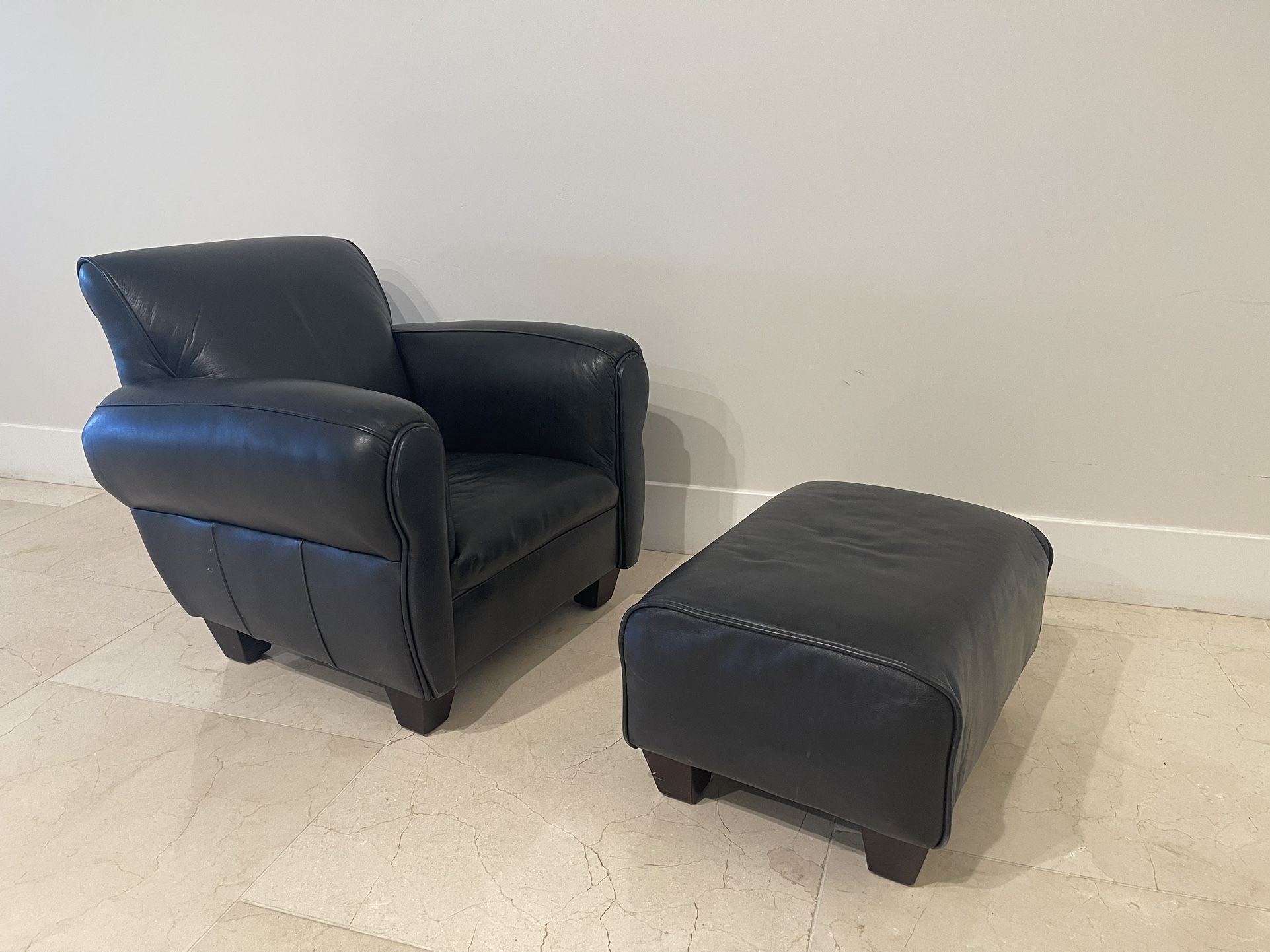 Children Leather Arm Chair With Ottoman